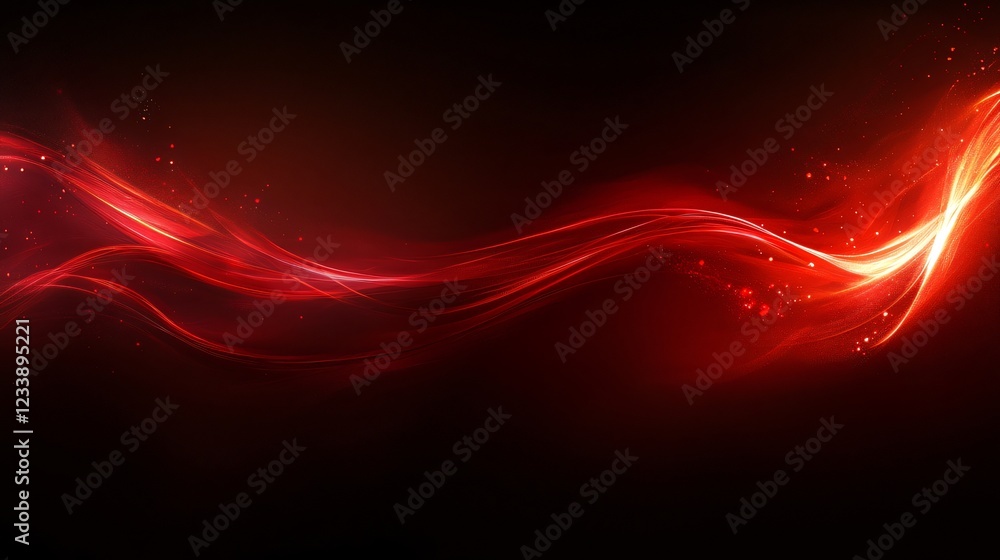Poster simple red wave design with smooth layered curves alternating dark and light red shades