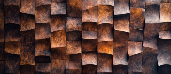 Textured abstract wall with warm brown tones showcasing dynamic geometric patterns and depth perfect for background designs and layouts