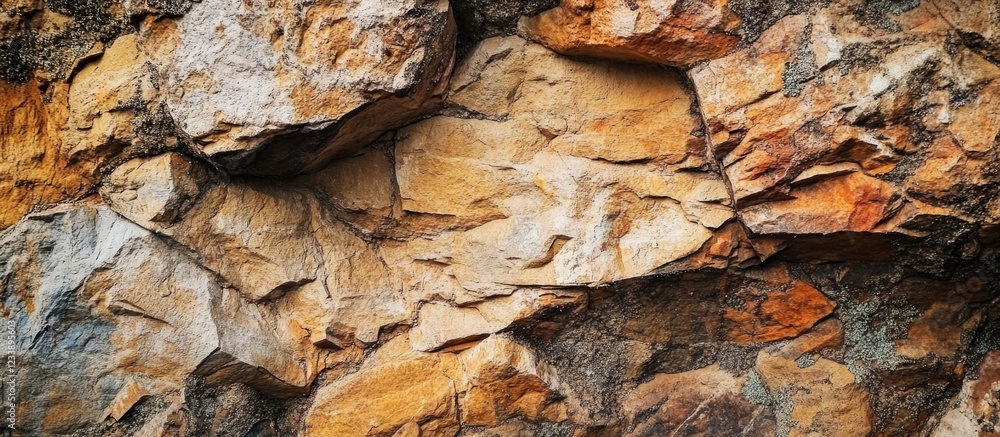 Poster textured stone surface with warm earthy colors and layered rock formations suitable for natural back