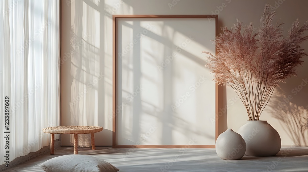 Aufkleber tranquil and serene minimalist interior design with geometric vases natural lighting and a calming c