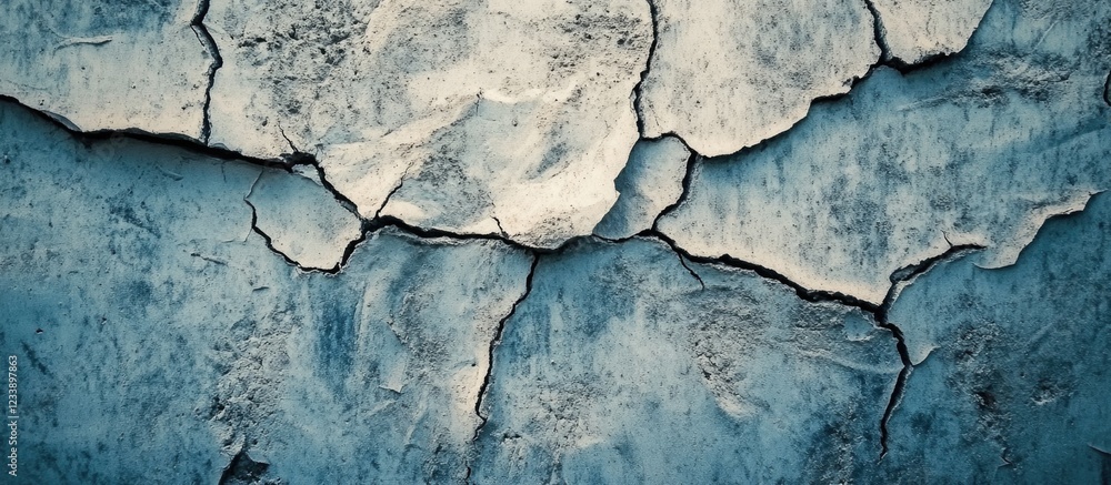 Poster cracked blue wall texture background with weathered appearance and detailed surface pattern suitable