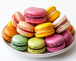 Obraz premium A vibrant studio close-up showing macaron textures, colors and minimalist composition for advertising use.