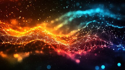 Fototapeta premium Abstract fiery, icy wave data network background