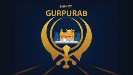 Happy Gurpurab Golden Temple Khanda Symbol