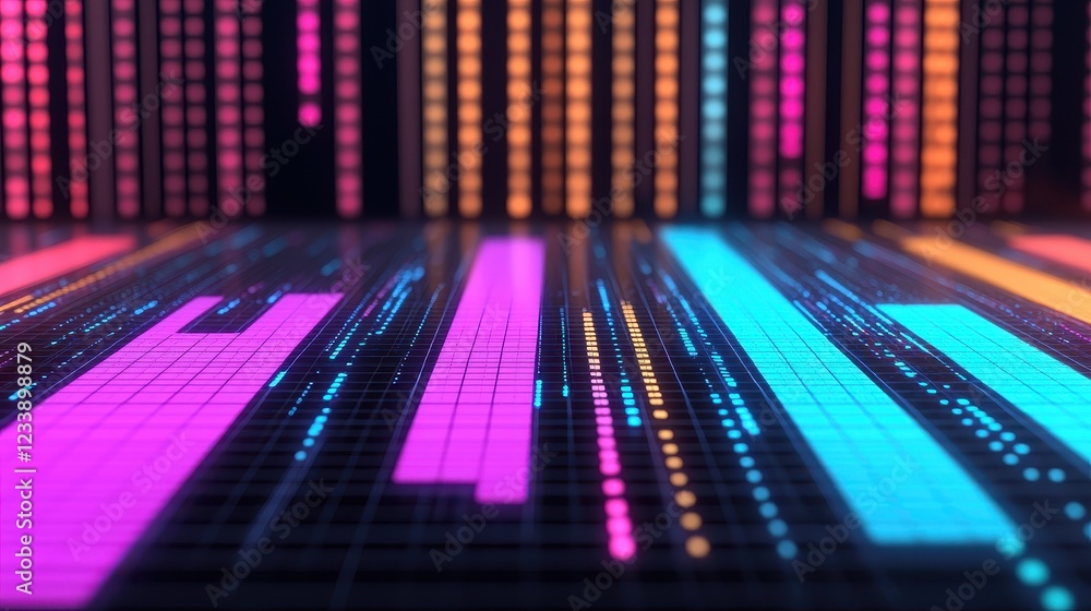 Poster colorful digital data visualization with graphs