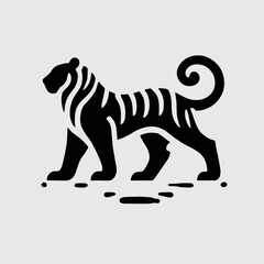 Tiger Silhouette in black on a white background