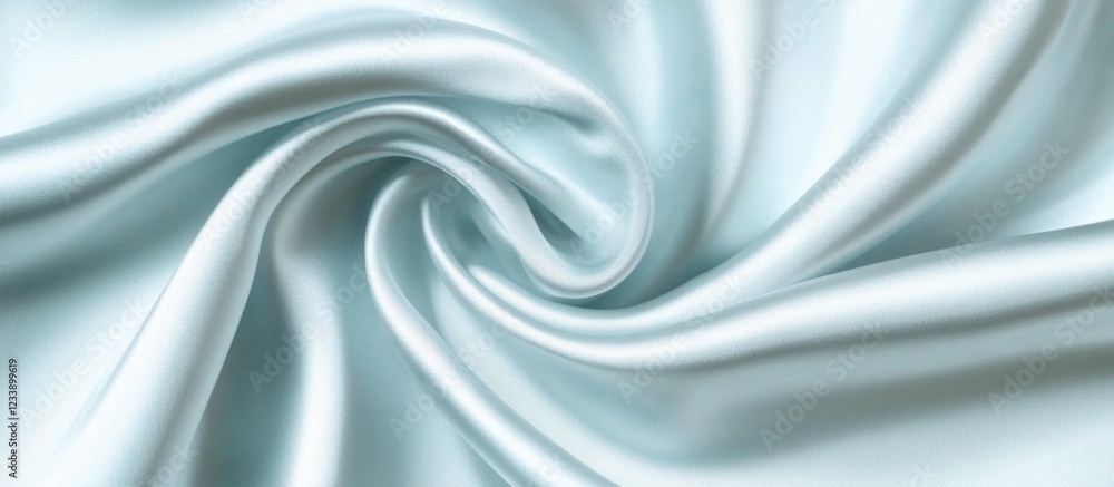 Poster soft light blue satin fabric texture with swirling pattern and smooth surface copy space