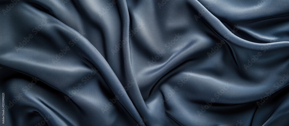 Aufkleber blue satin fabric texture with soft folds and creases for background or textile design with ample co
