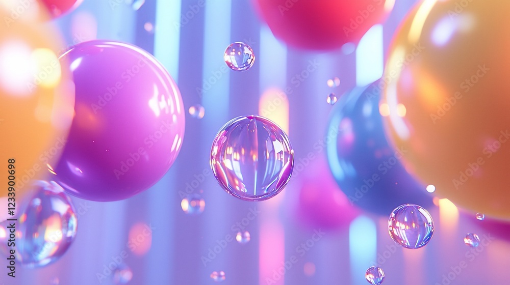 Aufkleber abstract colorful spheres floating in light