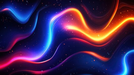 Obraz premium Abstract glowing waves, cosmic background, vibrant energy, digital art, website banner