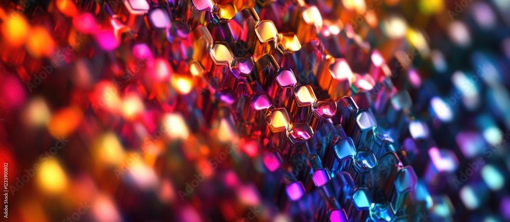 Aufkleber colorful abstract hexagonal pattern with glossy surface and gradient lighting effects suitable for b