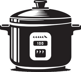 Black Rice Cooker Silhouette Vector, High Quality Illustration on White Background