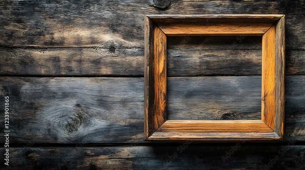 Fototapete vintage wooden frame with natural texture and grunge details on a rustic wooden background empty cop
