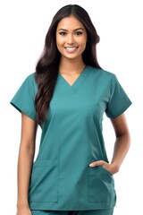 Fototapeta premium Indian female doctor portrait scrubs nurse.