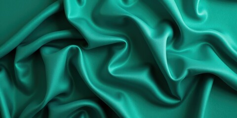 Obraz premium Lustrous teal-green silk with a luxurious, textured sheen. Soft and smooth to the touch, evoking elegance and sophistication in its captivating hue