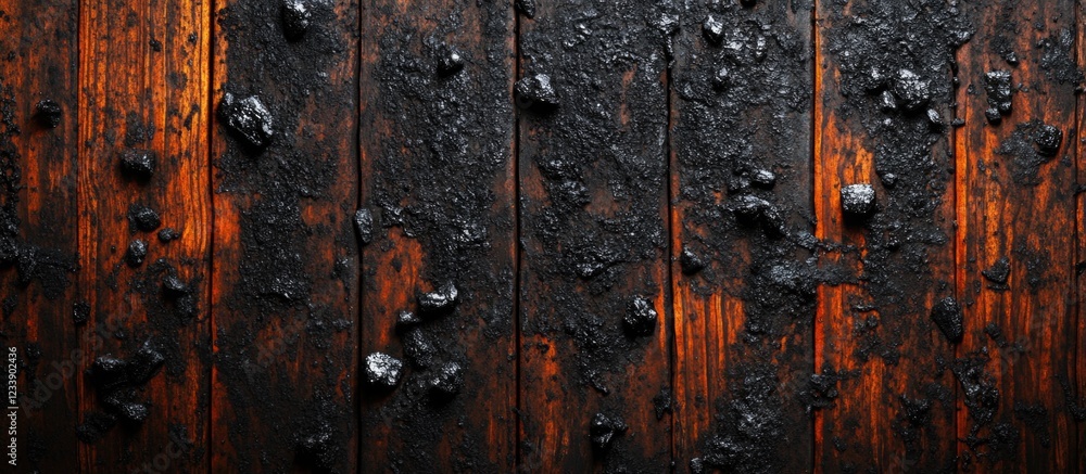 Poster textured wooden surface with dark patches and highlights, suitable for background or design, include