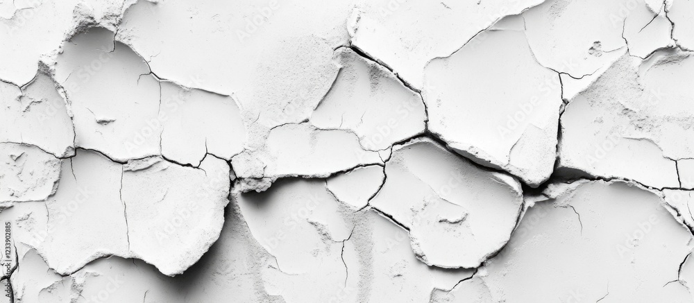 Poster cracked white wall texture background with peeling paint showing detailed pattern and irregular surf