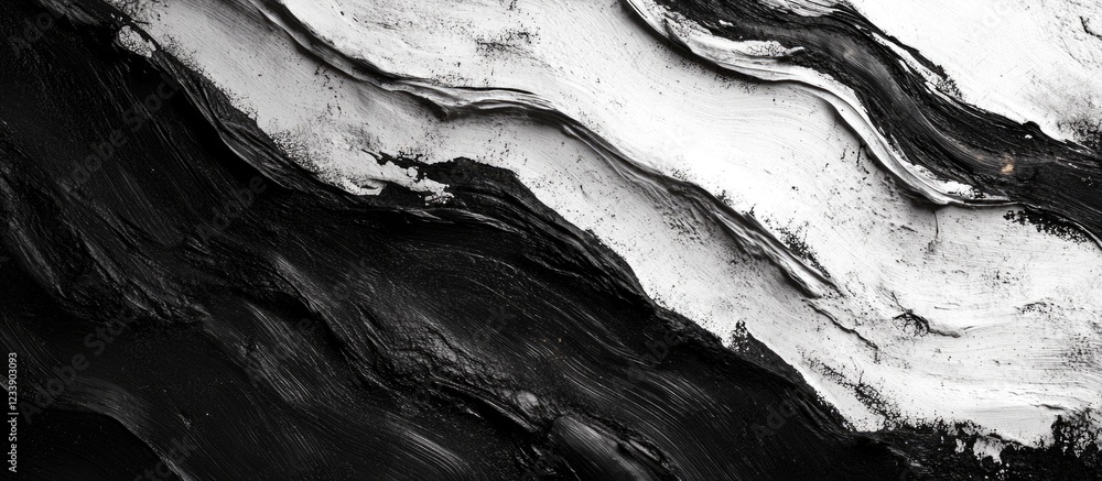 Aufkleber abstract black and white textured background with fluid paint strokes and copy space for design elem
