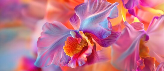 Colorful abstract close-up of orchid flower petals with soft focus and vibrant hues Copy Space