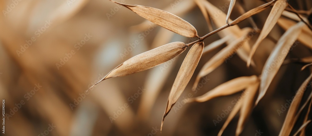 Aufkleber dry bamboo leaves close-up with earthy tones natural background suitable for use in design projects 