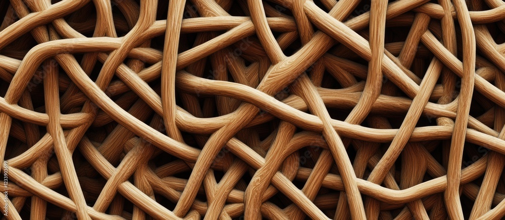 Poster wooden fibers intertwined texture background with warm tones and organic patterns suitable for desig