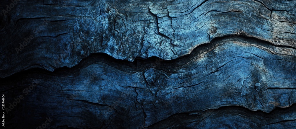 Poster dark weathered wooden texture with blue tones and intricate grain patterns ideal for backgrounds and