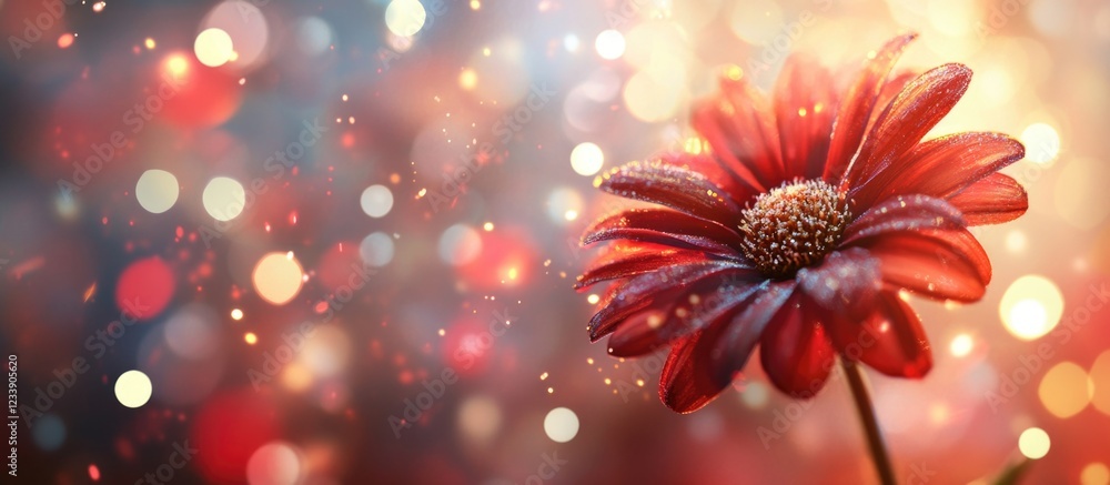 Aufkleber red flower close-up with bokeh background and soft light effects suitable for decorative purposes wi