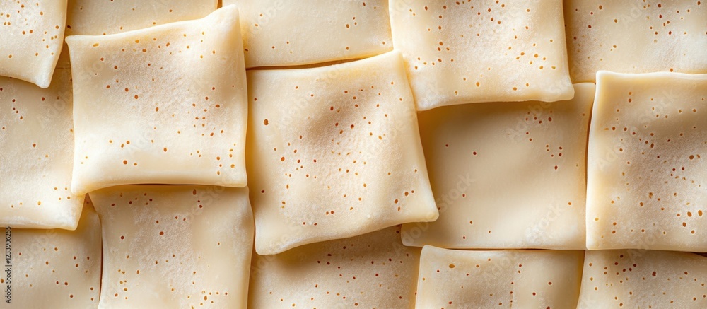 Poster slices of cheese arranged in a grid pattern on a wooden surface with copy space for text placement.