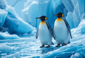 Fototapeta premium Majestic King Penguins in Antarctica