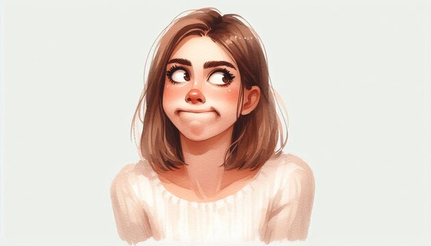 Awkward gawky fumbling oafish dorky woman facial expression. portrait of a young girl on light background. emotion facial expression. feelings and people reaction