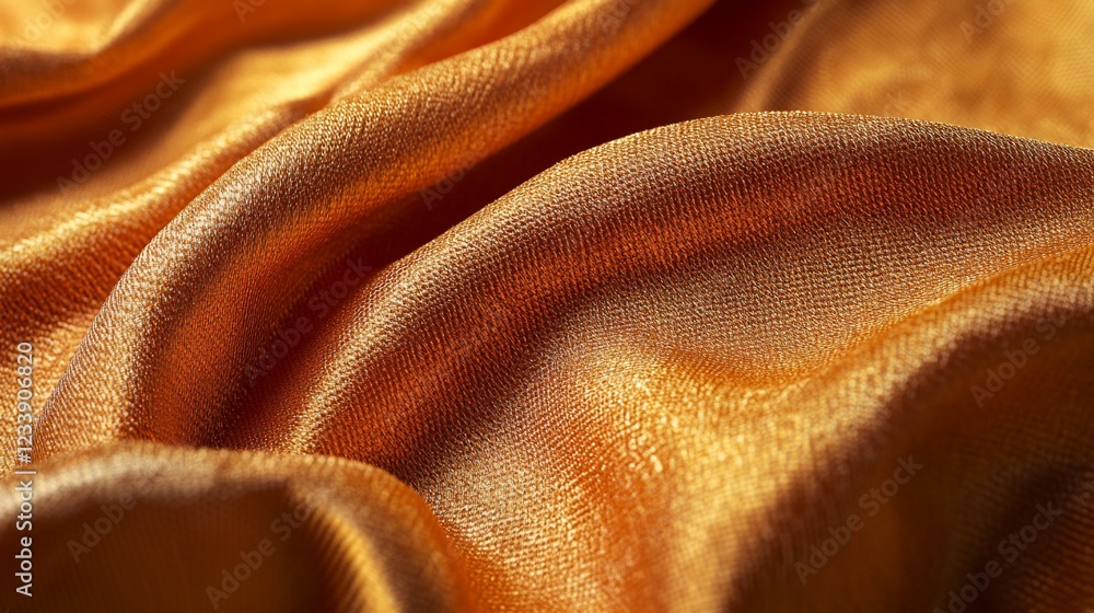 Poster abstract golden fabric texture with flowing waves and shiny surface creating a luxurious background