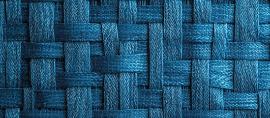 Blue woven textile background with intricate patterns and textures suitable for design applications Copy Space