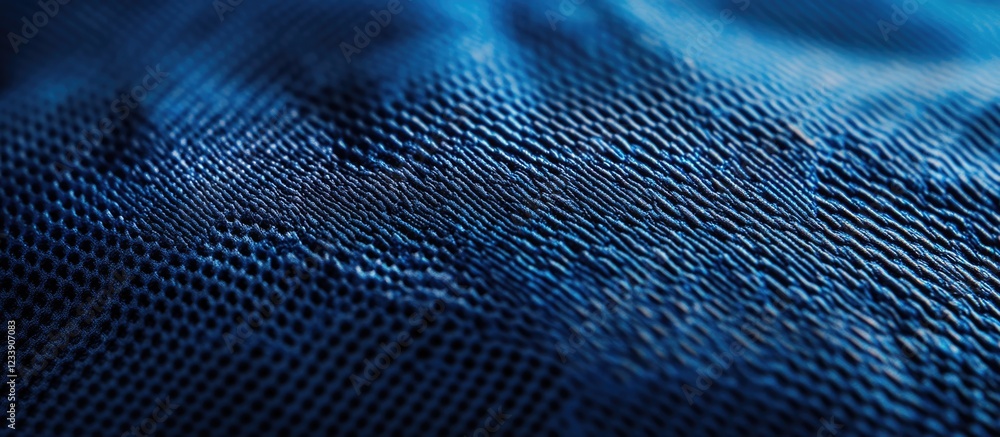 Aufkleber close-up of blue textured fabric with intricate woven pattern and depth effect