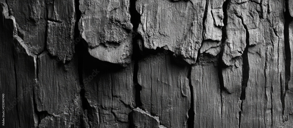 Poster blackened weathered wood texture background with deep cracks and rough surface suitable for design p