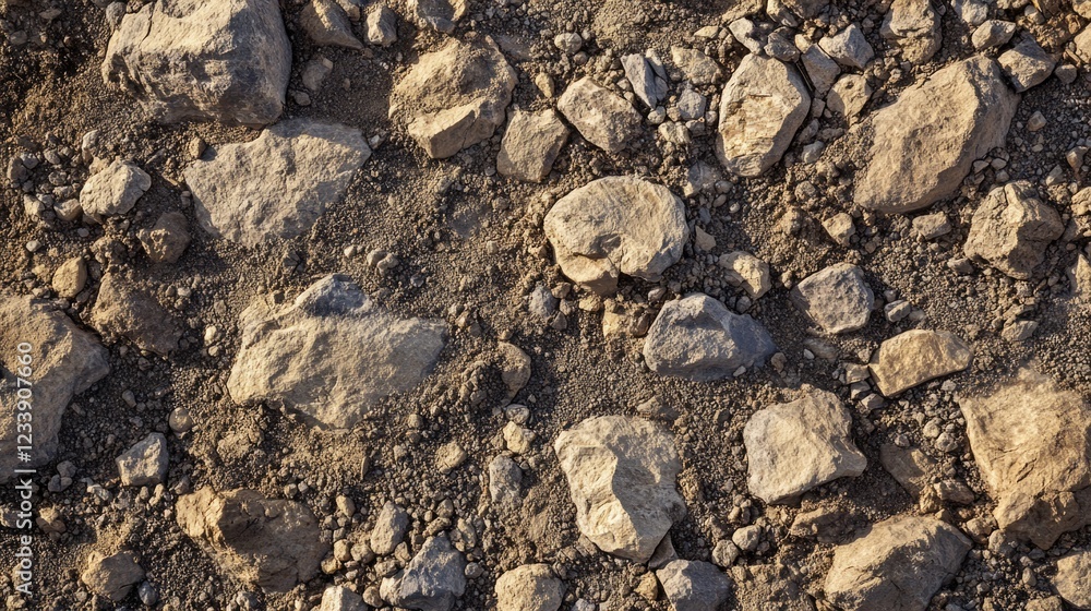 Poster textured background of rough rocks and soil with some gravel copy space available
