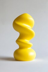 Yellow abstract sculpture studio shot, minimalist background, home decor