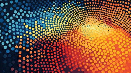 Fototapeta premium Abstract swirling dots, vibrant colors, dark background, digital art, website banner