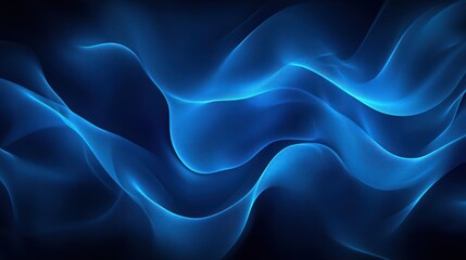 Obraz premium Blue abstract waves flowing, dark background, digital art, website banner