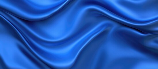 Fototapeta premium Blue satin fabric texture with smooth waves and folds ideal for background designs Copy Space