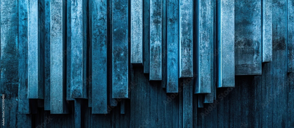 Poster abstract metallic background with blue tones featuring vertical and horizontal lines, suitable for m