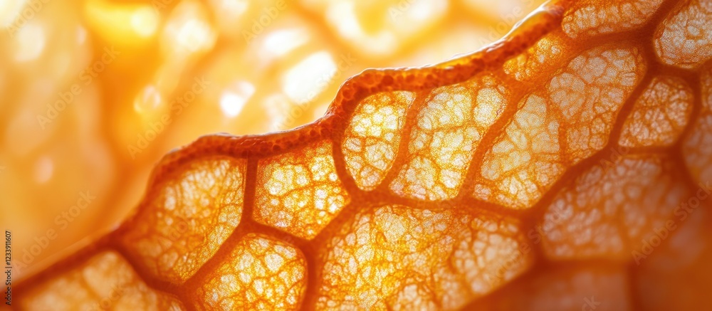 Poster translucent close-up of an organic structure with a honeycomb pattern showcasing intricate details a