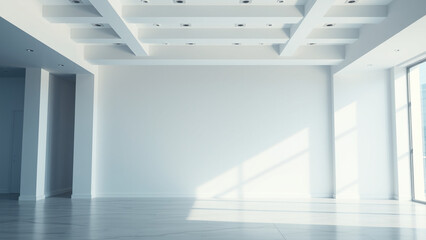 Obraz premium spacious room with white walls and an empty wall space