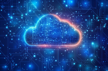 A 3D render of a cloud technology icon seamlessly integrated into a circuit board background, emphasizing the connection between digital innovation and cloud computing. 