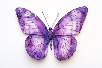 Obraz premium Exquisite Purple Watercolor Butterfly Embroidery Art