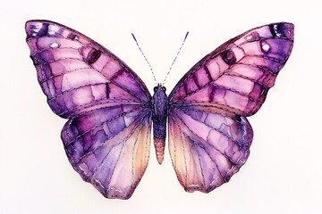 Obraz premium Watercolor Painting of a Purple Stitched Butterfly