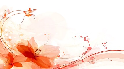 Abstract Orange Floral Design With Swirling Lines
