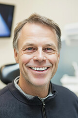 Smiling man at dental clinic after examination