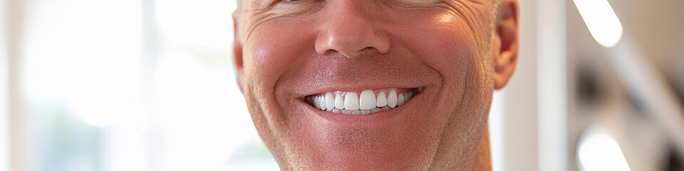 Obraz premium Smiling man with bright white teeth in a well-lit setting