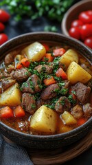Savory Stew: Potatoes, Meat, Carrots