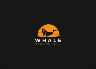 whale logo icon design template. Ocean whale logo design vector